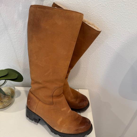 UGG Australia Broome Il Leather and Shearling Riding Boots - Picture 3 of 16